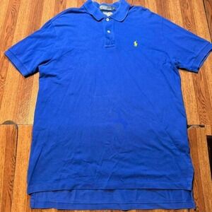 Polo Ralph Lauren Blue Vintage Button Dress Polo Shirt Large